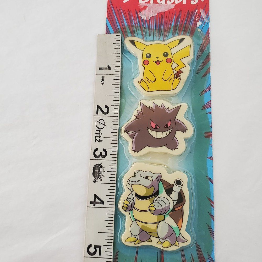 Vtg 90s NOS Sealed Rose Art Pokemon Pencil Erasers Pikachu Gengar Blastoise - Picture 8 of 10